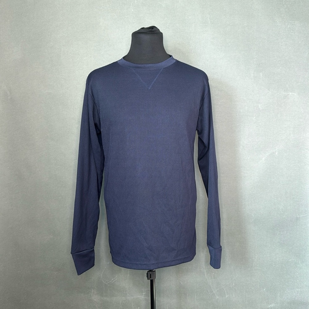 Nevada Men's Blue Waffle Long Sleeve Tee Size Medium